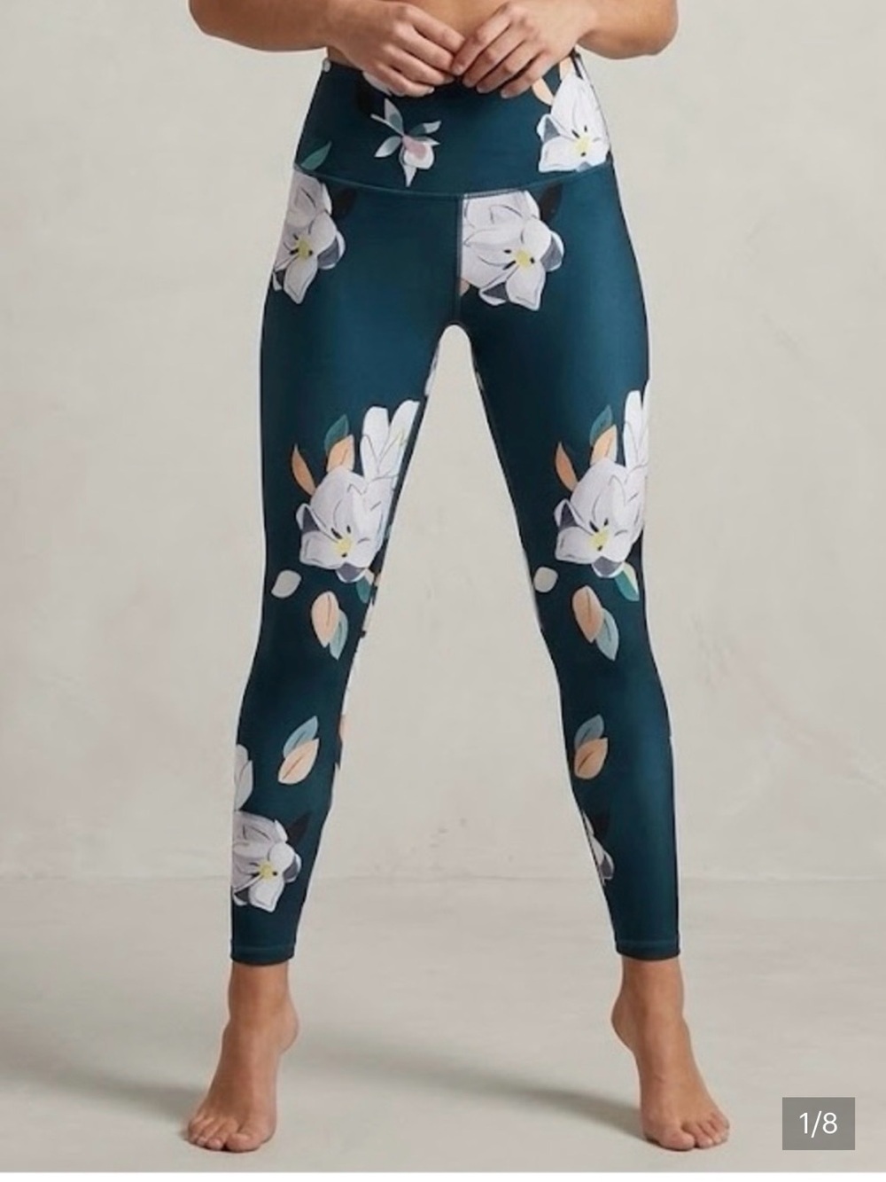 Athleta Teal Floral High-Rise Leggings